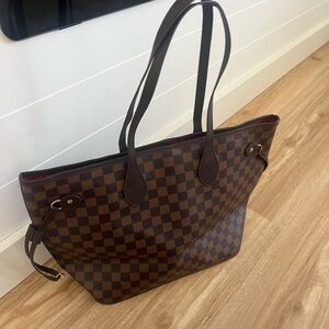 Brown Checkered Tote Bag